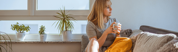 Woman enjoying morning coffee